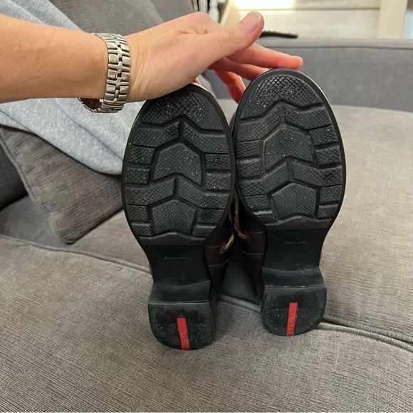 PRADA Vitello Daino Moro Brown Pebbled Leather Riding Boots Zipper Closure - Picture 16 of 16